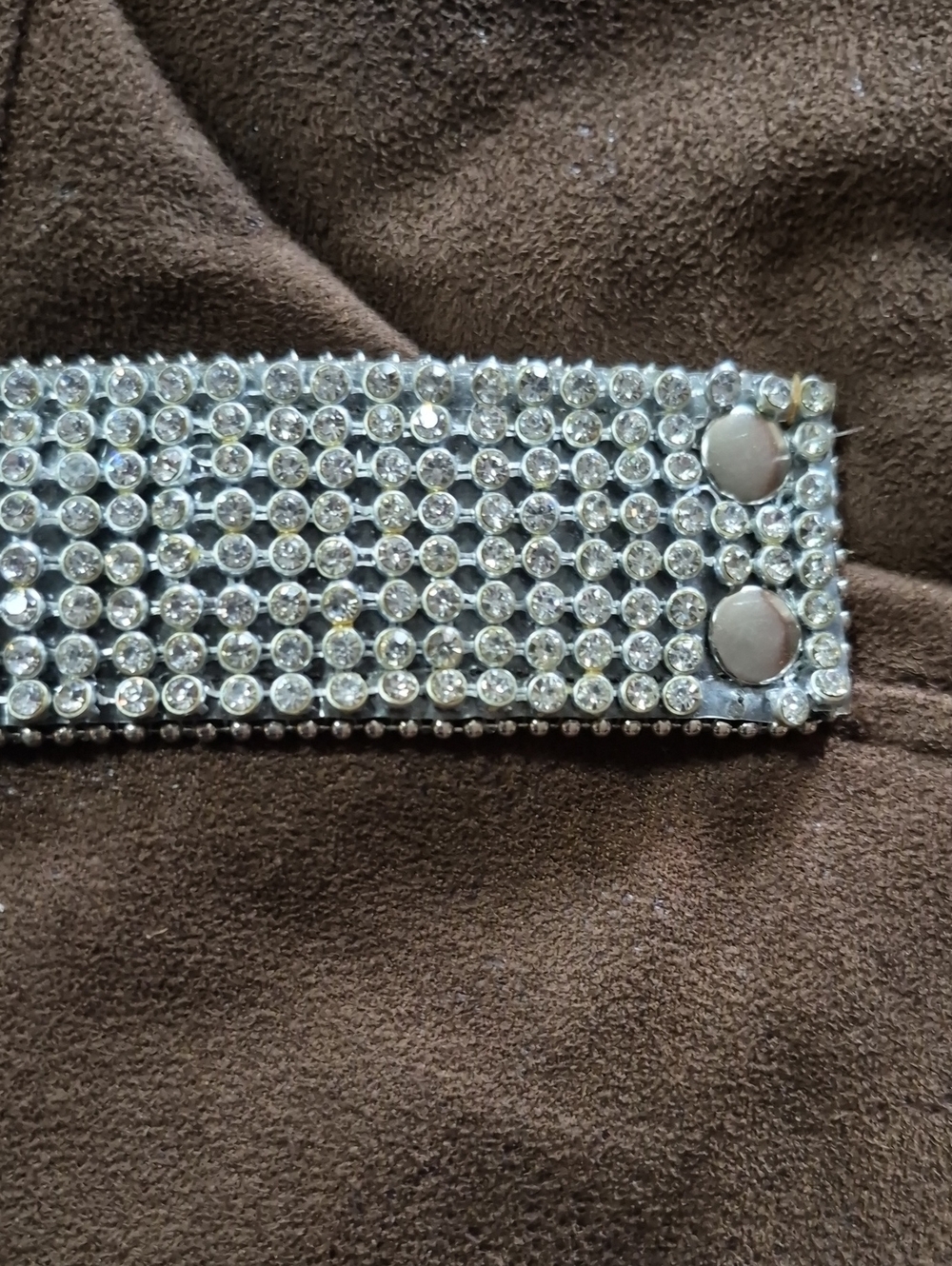 Wester Charm Collection, Crystal Cross Stretch Bracelet - Silver Rhinestone Cuff - Picture 6 of 7